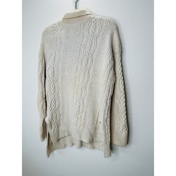 Vince Cream Chunky Knit Long Sleeve Mock Neck Sweater L - Picture 10 of 14